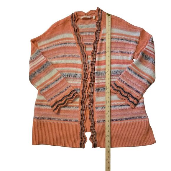 Soft Surroundings Sweater Womens Large Multi Artist Salmon Crochet Knit Cardigan - Picture 7 of 7